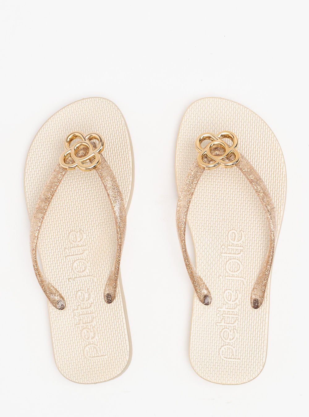 Chinelo Petite Jolie Fresh Glitter Ouro Light/Vanilla PJ7704 Bege 3