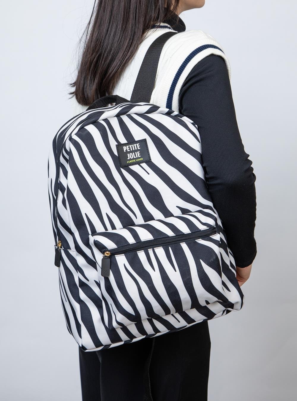 Mochila Petite Jolie Teen Zebra PJ11055II Branco/Preto 6