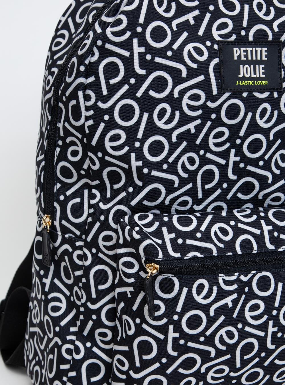 Mochila Teen Logo Petite Jolie PJ11055II Preto/Branco 6