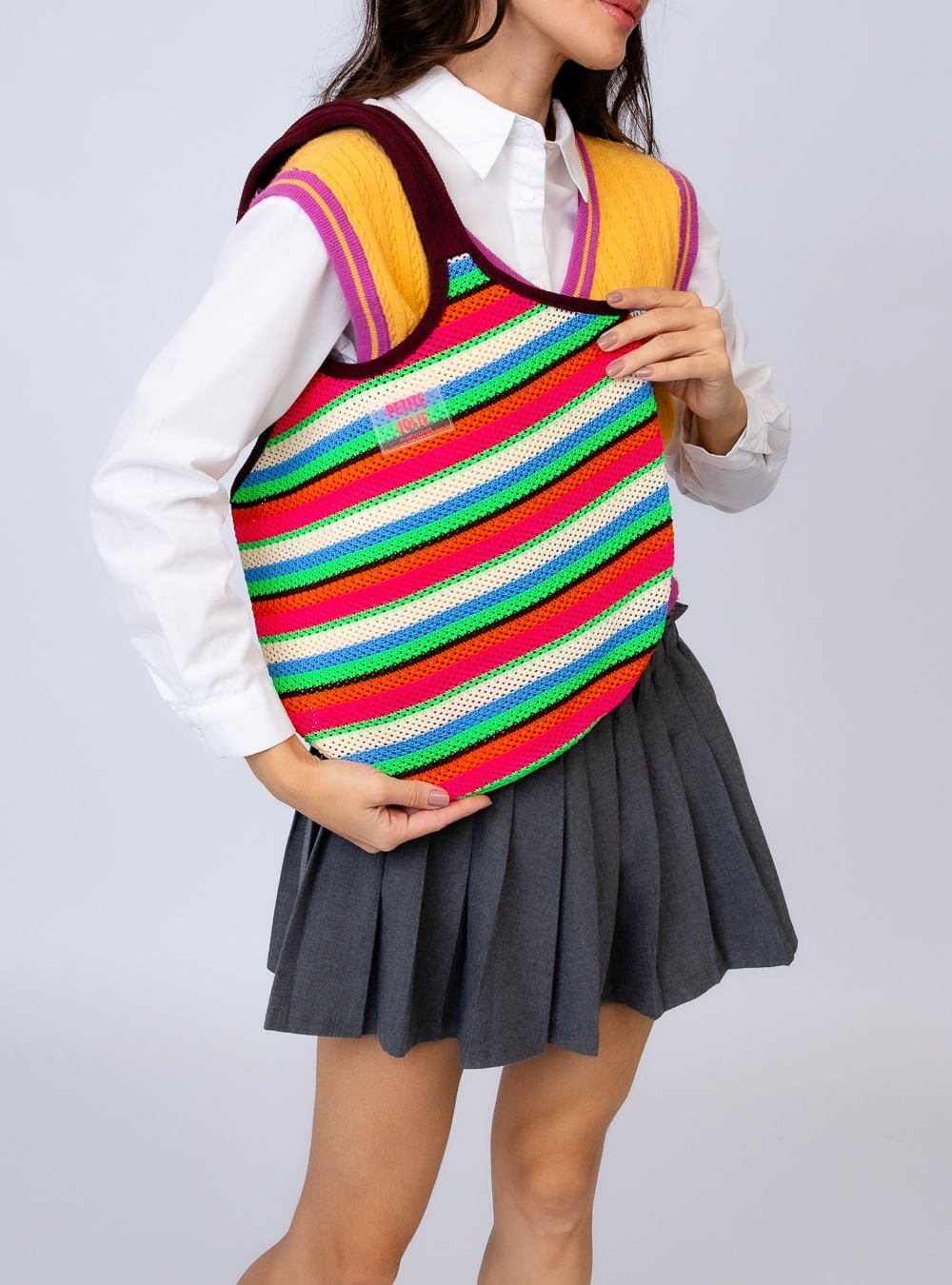 Bolsa Petite Jolie Maiorca Crochê Multicolor PJ11380 Multicores 5