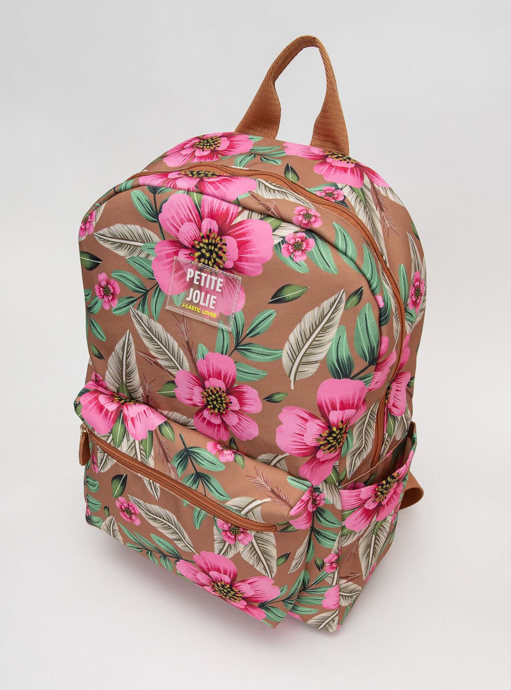 Mochila Petite Jolie Teen Floral 16 PJ11055II Marrom/Rosa 2