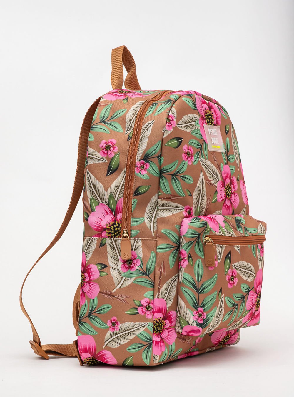 Mochila Petite Jolie Teen Floral 16 PJ11055II Marrom/Rosa 3