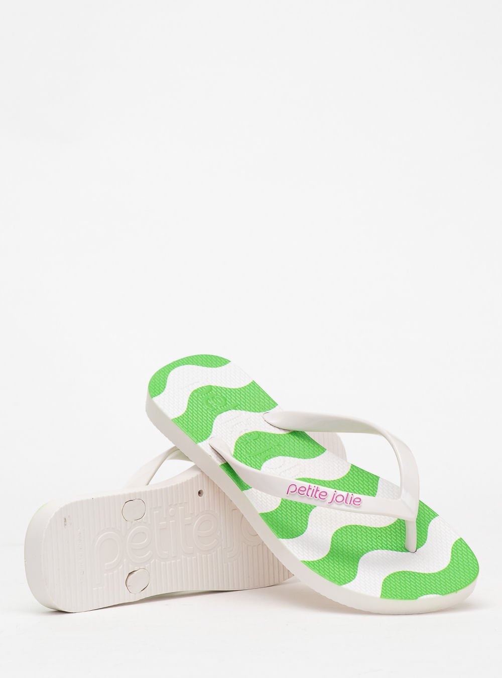 Chinelo Petite Jolie Fresh White/Listras 9 PJ6969 Branco/Verde 5