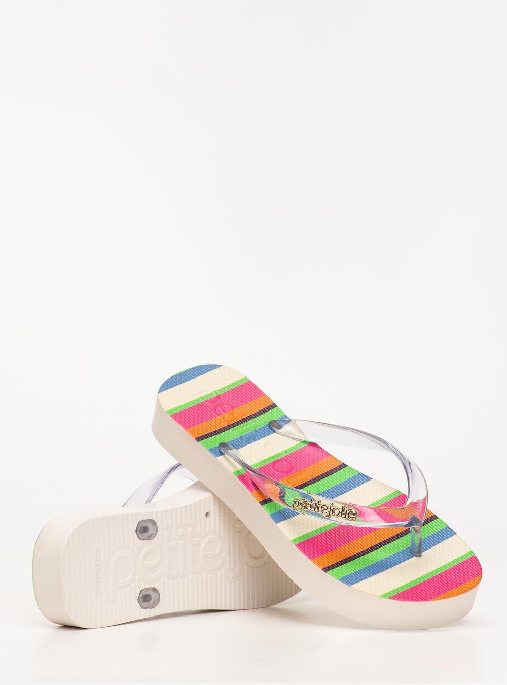 Chinelo Petite Jolie Fresh Up Translúcido/Listras 7 PJ7354 Off White 4