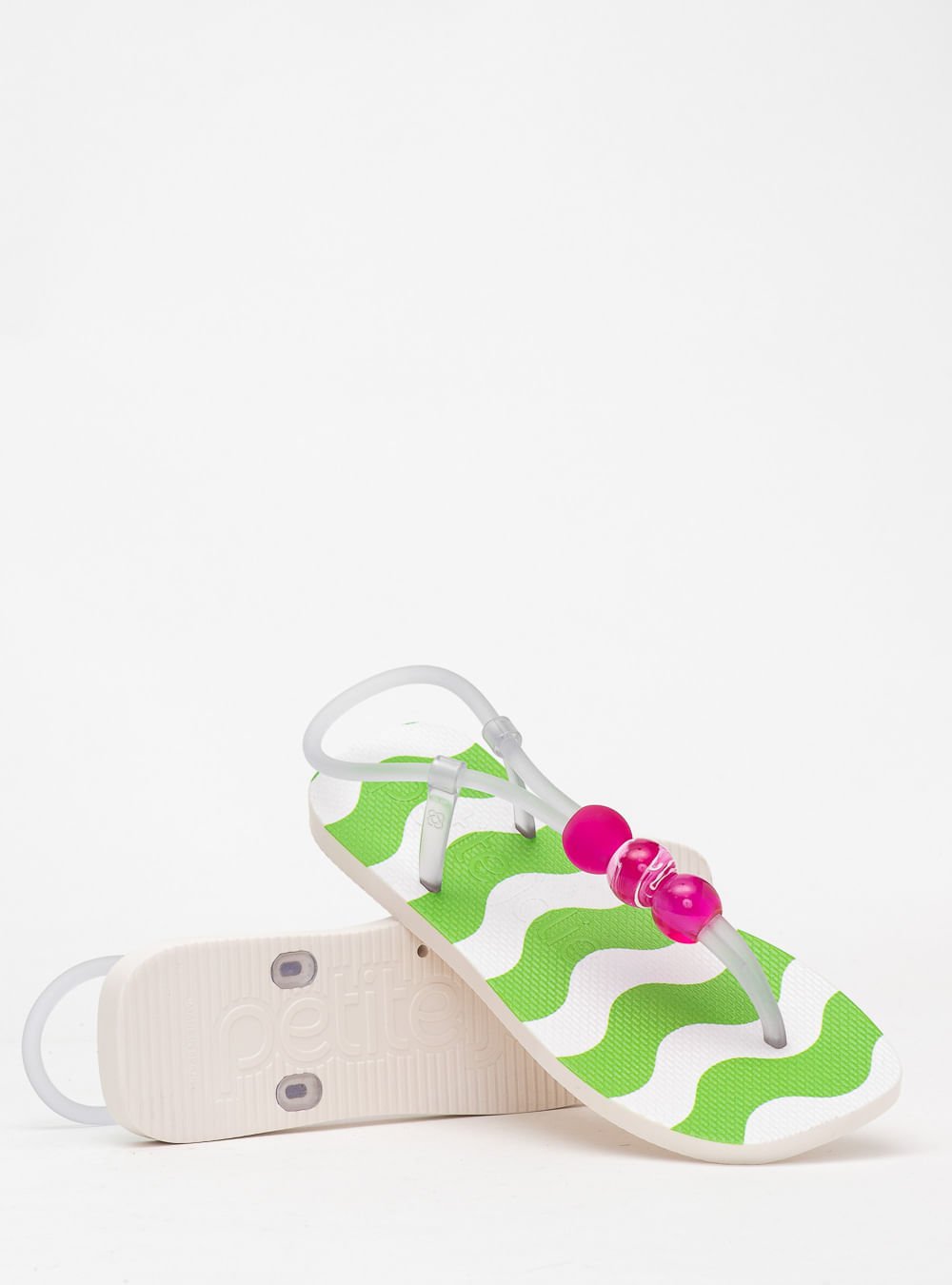 Sandália Petite Jolie Refresh Sandal Listras 9 PJ7707 Branco/Verde 5