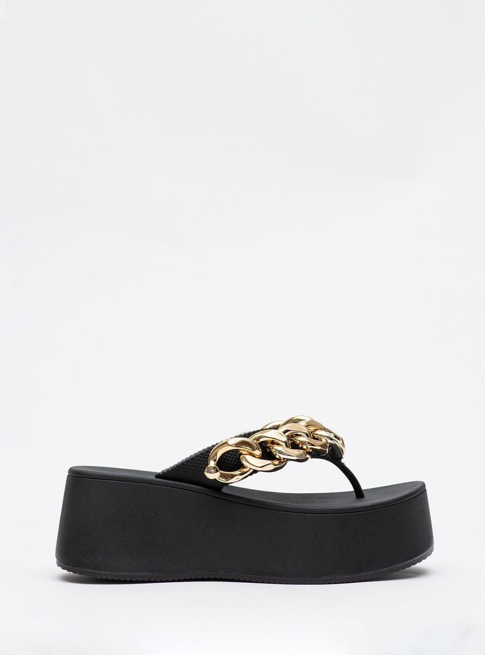 Chinelo Petite Jolie Plus II Preto/Ouro PJ7350II