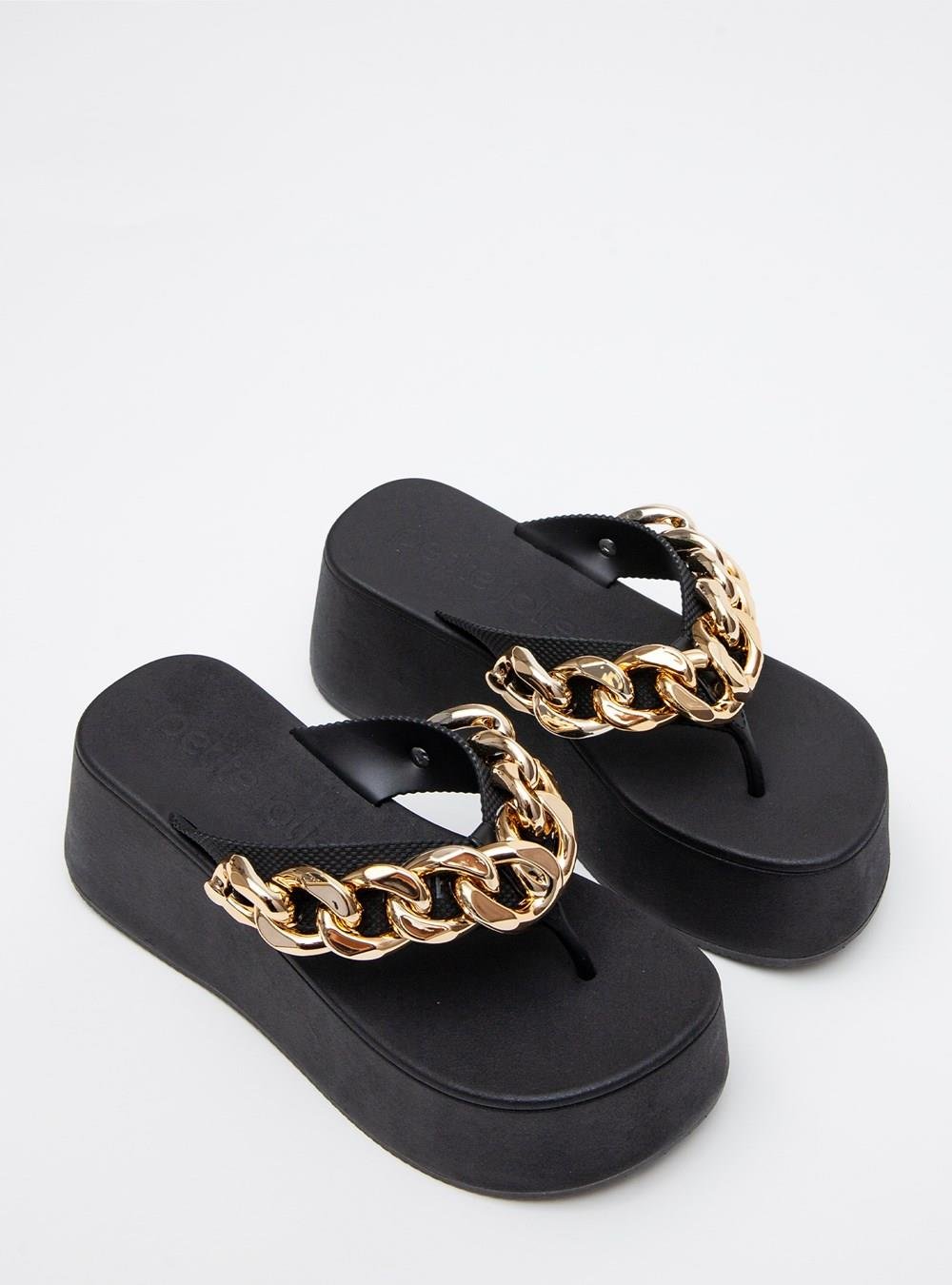 Chinelo Petite Jolie Plus II Preto/Ouro PJ7350II Preto 2