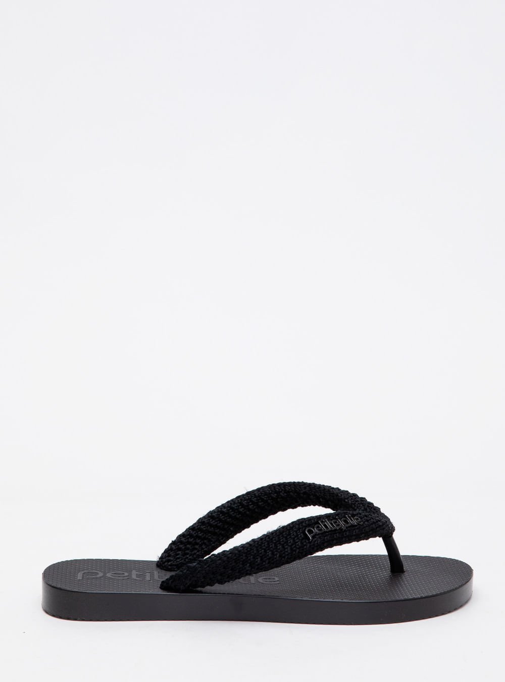 Chinelo Petite Jolie Fresh Crochê Preto PJ7766