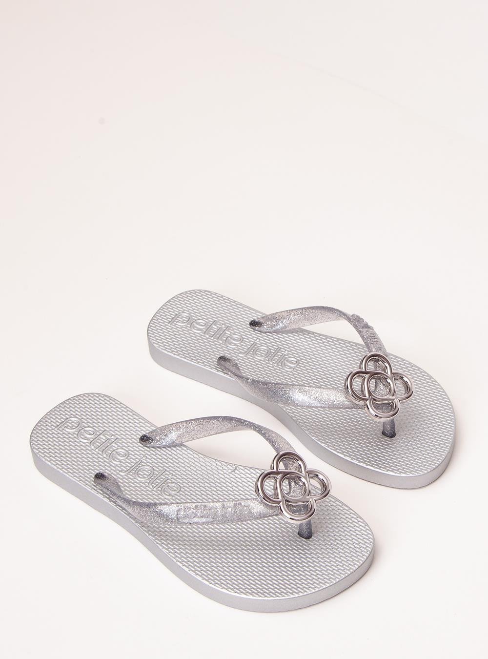 Chinelo Petite Jolie Fresh IN Full Glitter Prata PJ7704IN