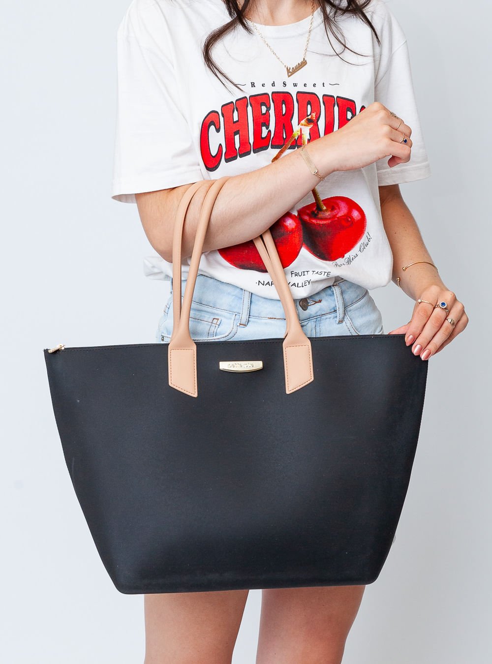 Bolsa Petite Jolie Big Shopping Preto/Doce De Leite PJ11275 Preto 4