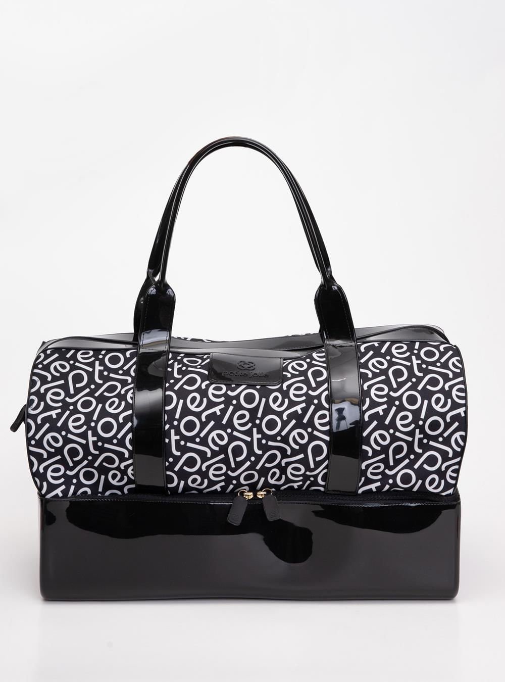 Mala Petite Jolie Weekend Preto/Branco Logo PJ PJ10215