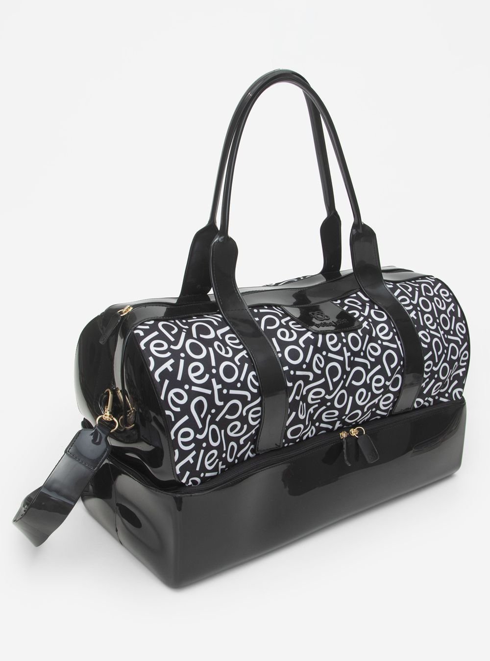 Mala Petite Jolie Weekend Preto/Branco Logo PJ PJ10215 Preto 4