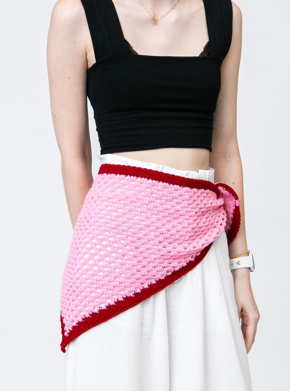 Lenço Petite Jolie Crochê Chiclete PJ20353 Rosa 2