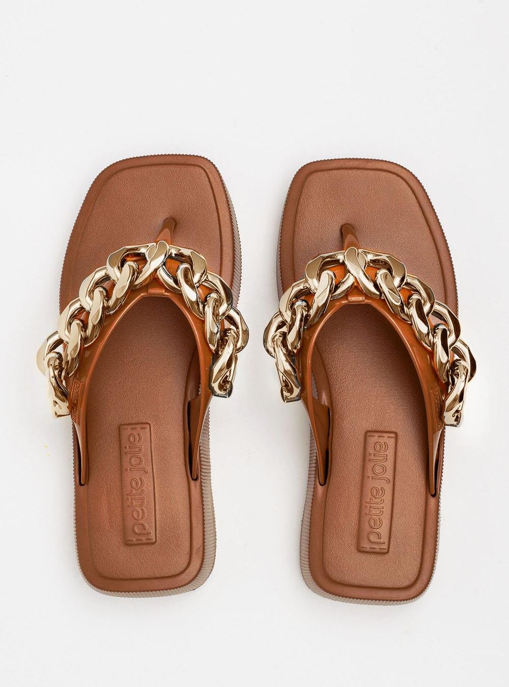 Chinelo Petite Jolie Hit Chocolate/Ouro PJ6515 Marrom 3