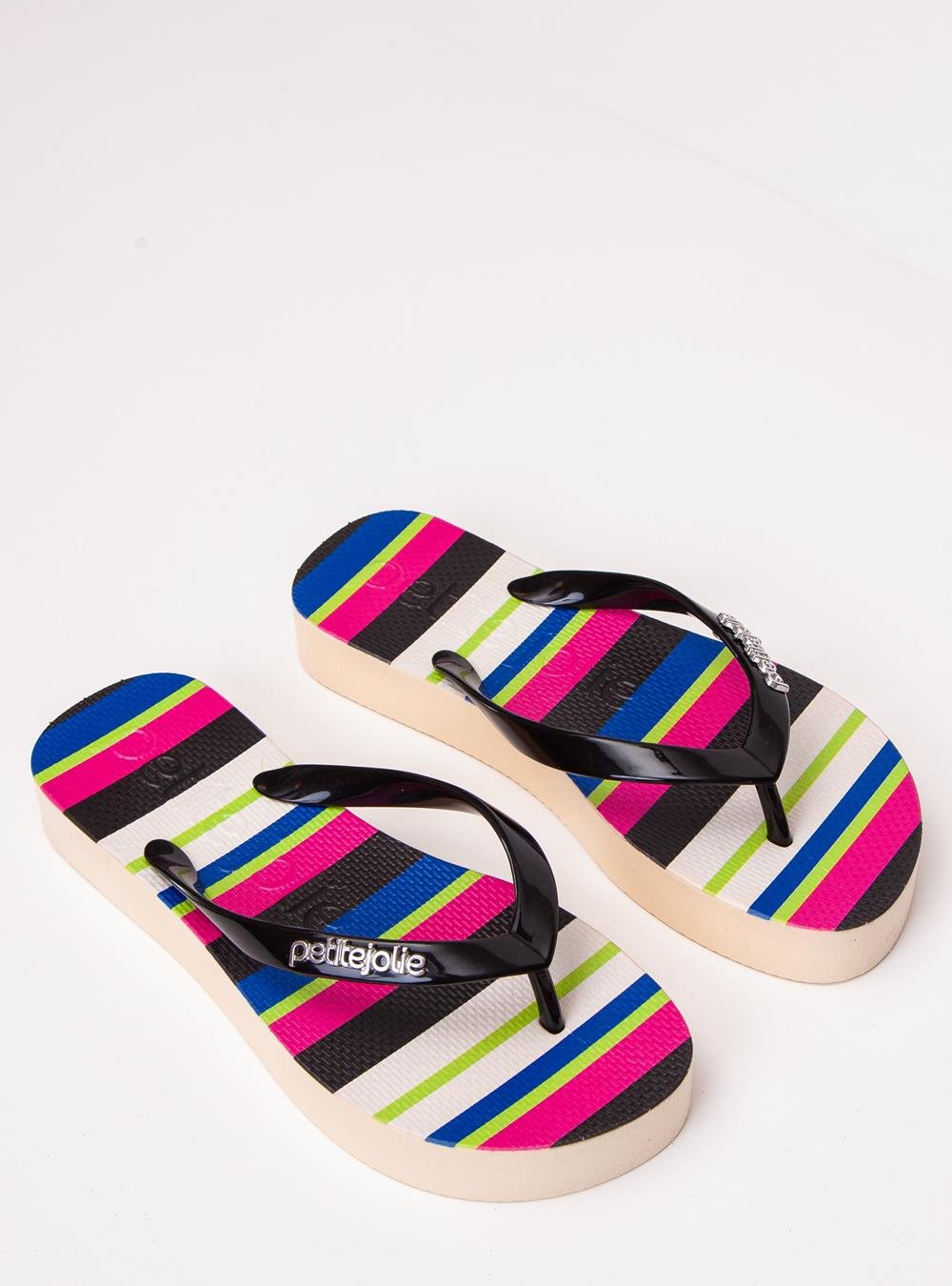 Chinelo Petite Jolie Fresh Up Preto/Multicolor 3 PJ7354 Preto 2