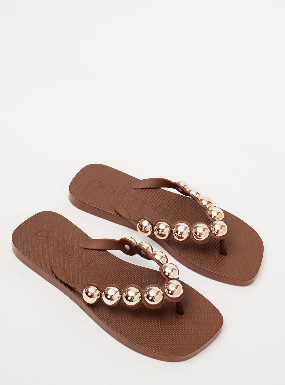 Chinelo Petite Jolie Refresh Bold Chocolate PJ7631 Dourado/Marrom 2