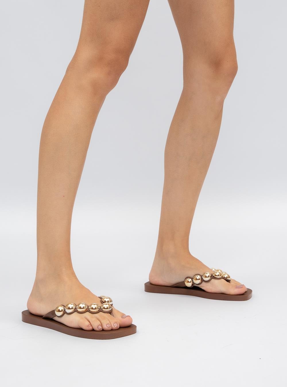 Chinelo Petite Jolie Refresh Bold Chocolate PJ7631 Dourado/Marrom 4