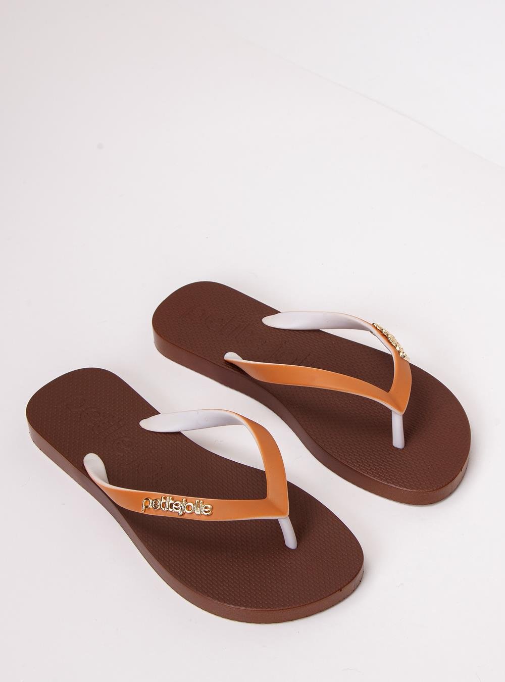 Chinelo Petite Jolie Fresh White/Sola Chocolate PJ7638 Marrom 2
