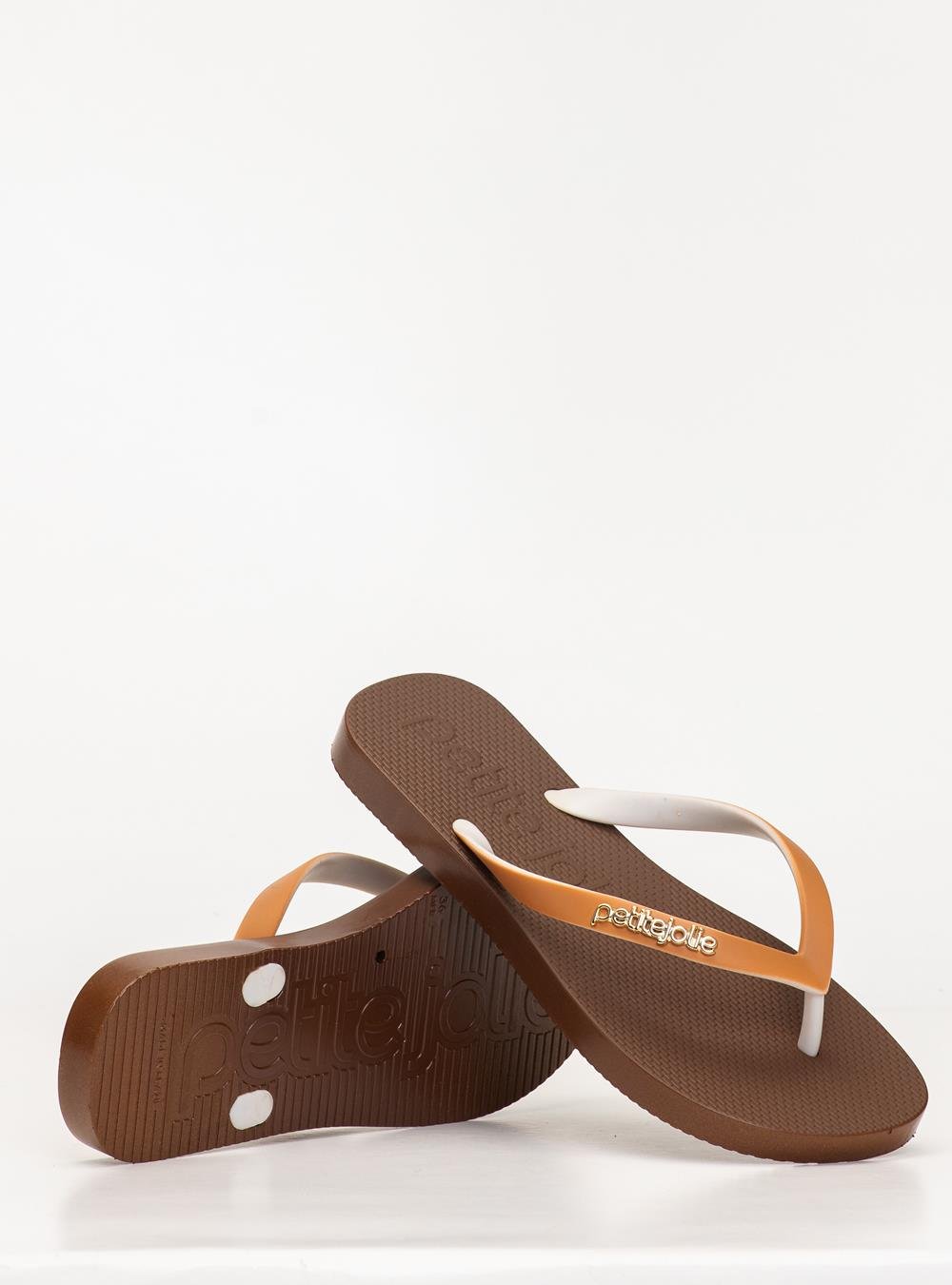 Chinelo Petite Jolie Fresh White/Sola Chocolate PJ7638 Marrom 4