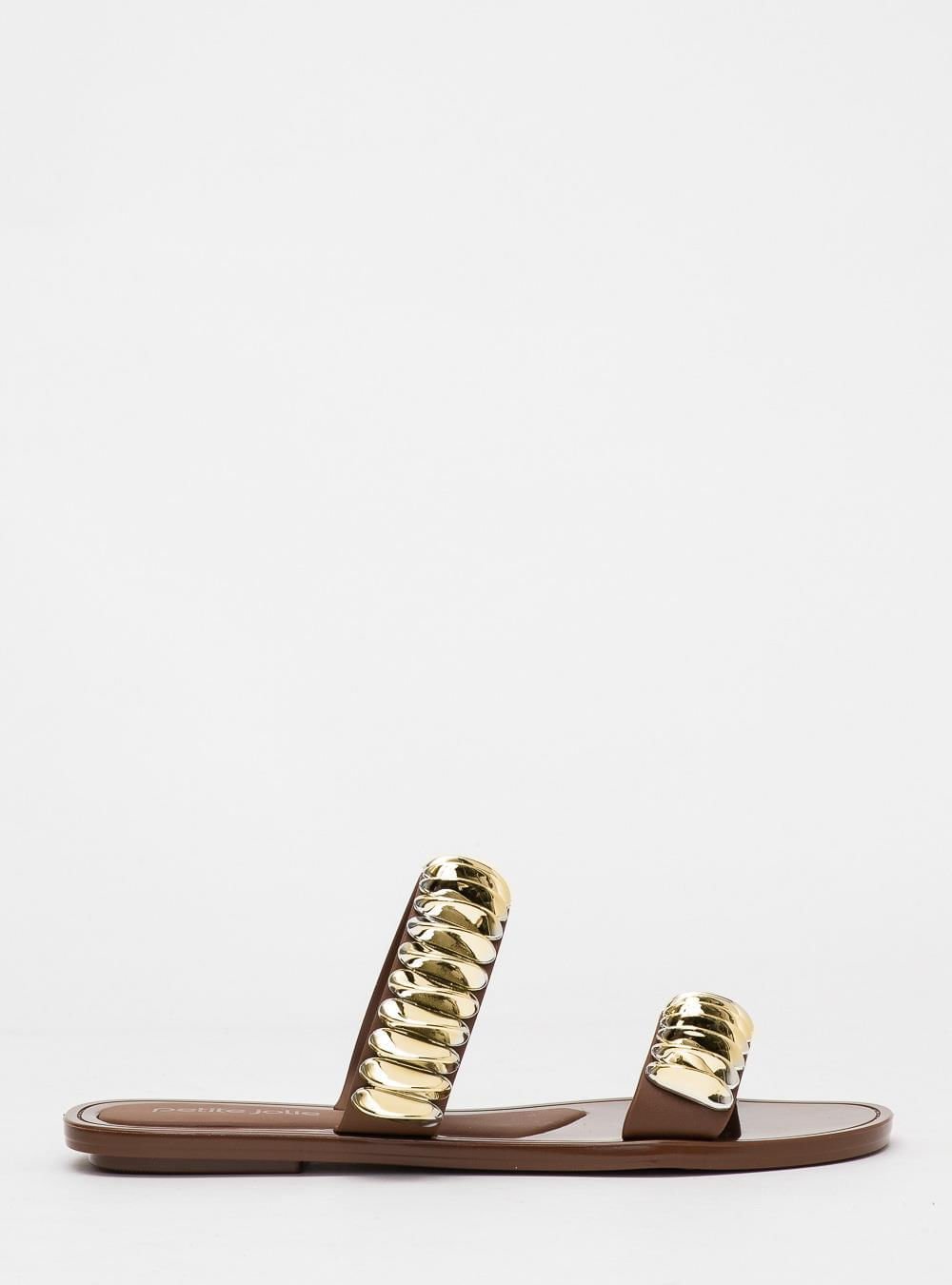 Chinelo Petite Jolie Demi Chocolate/Ouro PJ7690