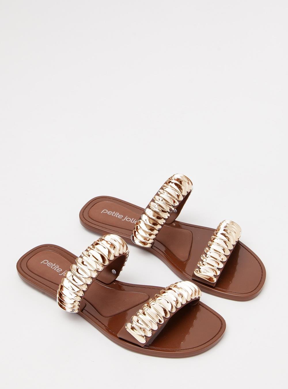 Chinelo Petite Jolie Demi Chocolate/Ouro PJ7690 Marrom 2