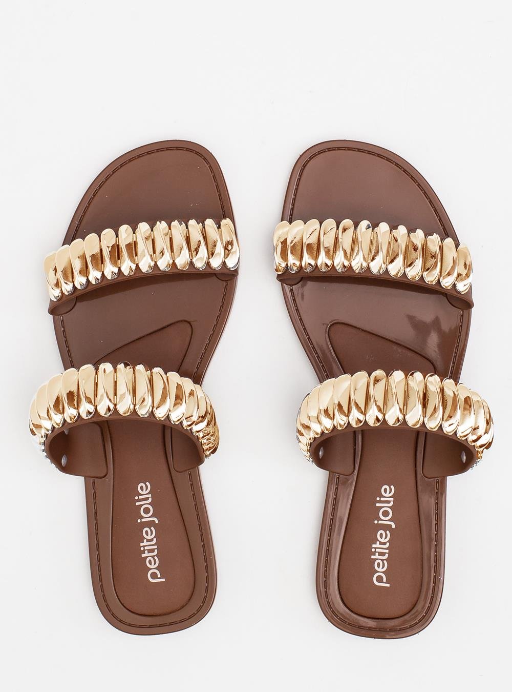 Chinelo Petite Jolie Demi Chocolate/Ouro PJ7690 Marrom 3