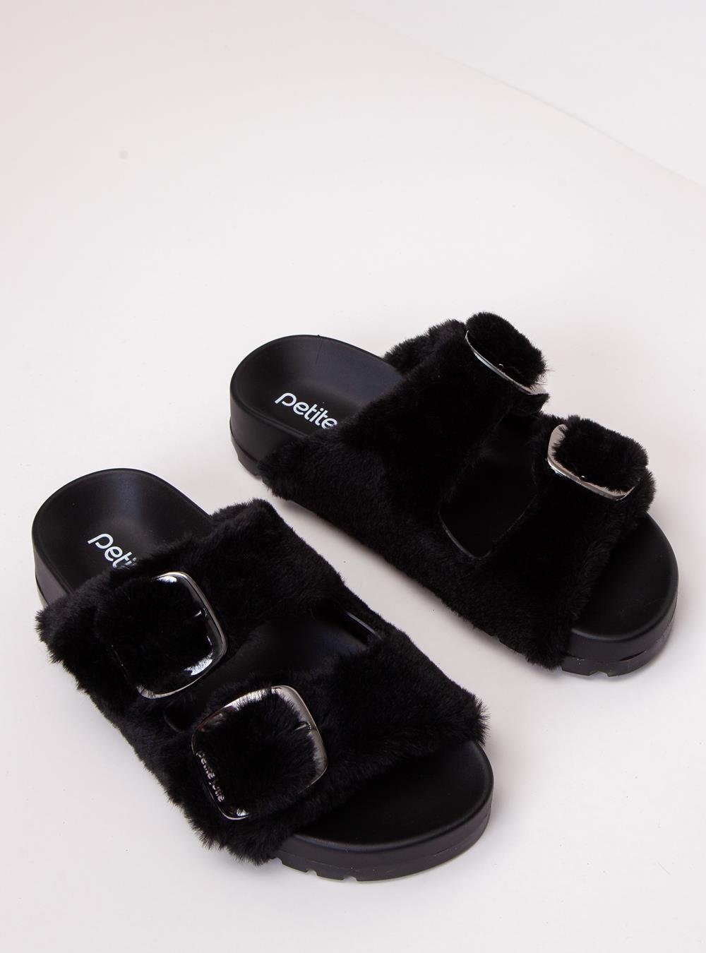 Chinelo Petite Jolie Lovin´ Flat Fur Preto PJ7720 Preto 2
