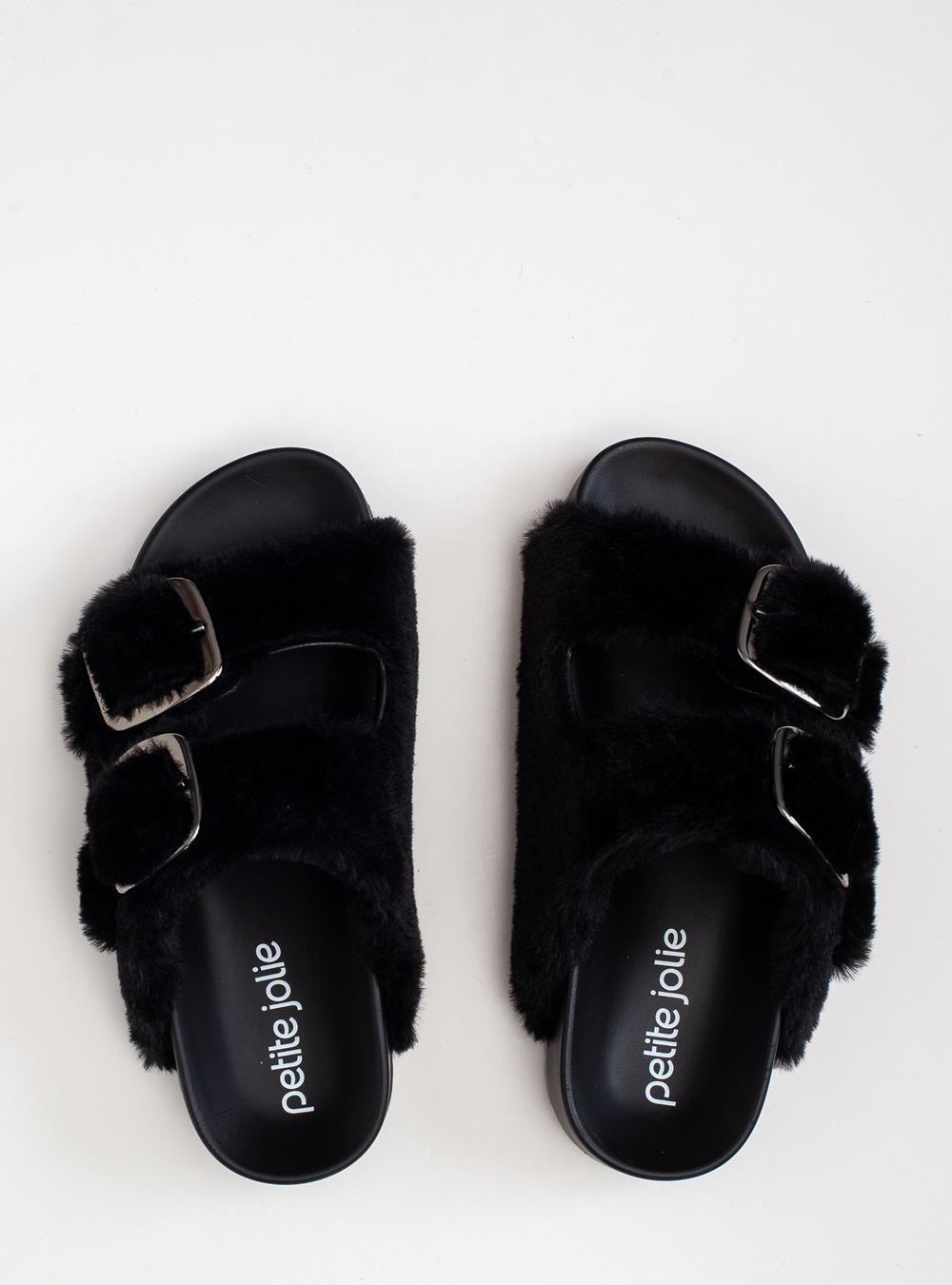 Chinelo Petite Jolie Lovin´ Flat Fur Preto PJ7720 Preto 3