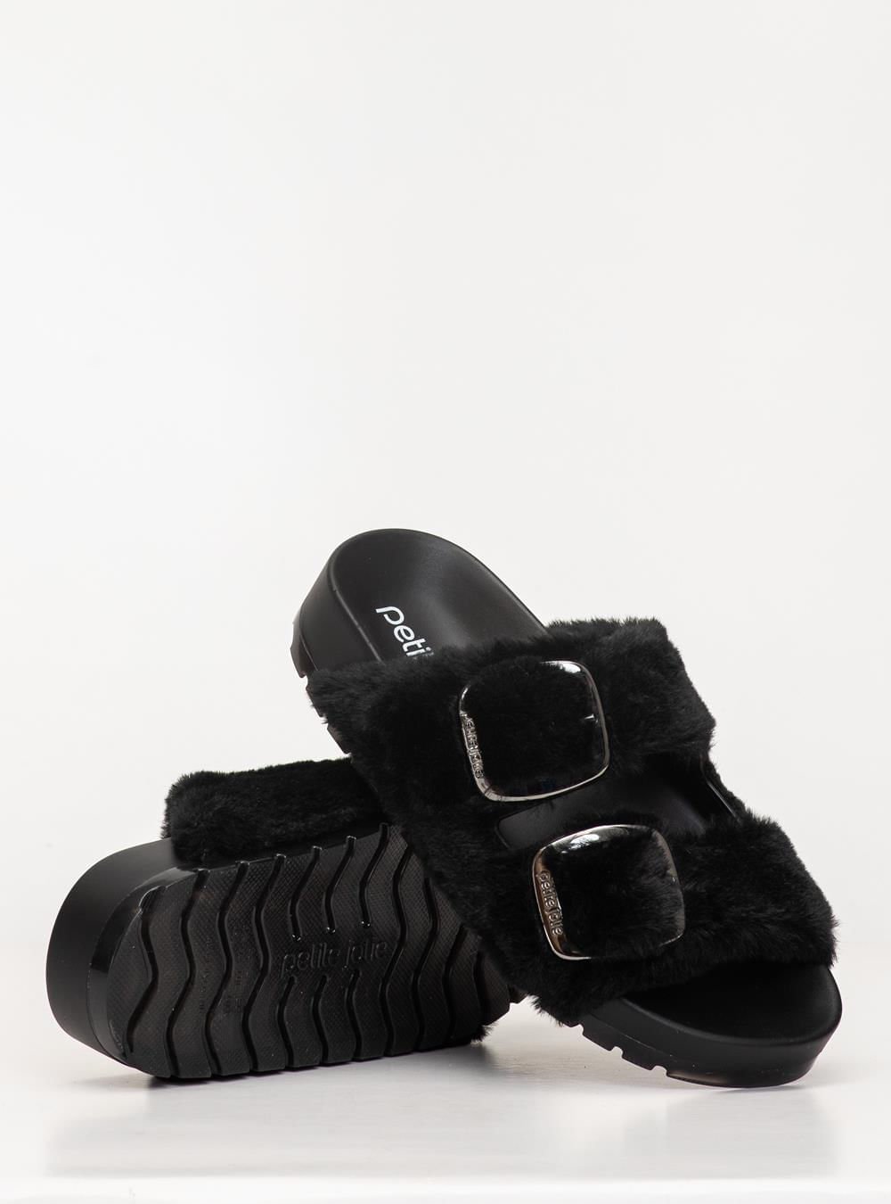 Chinelo Petite Jolie Lovin´ Flat Fur Preto PJ7720 Preto 5