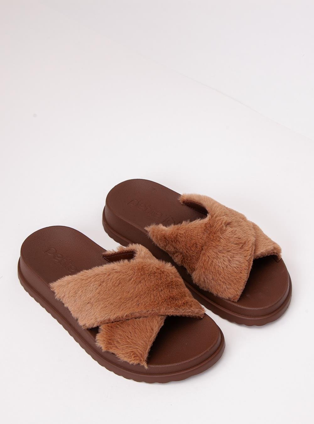 Chinelo Petite Jolie Smash Fur Chocolate PJ7709 Marrom 2