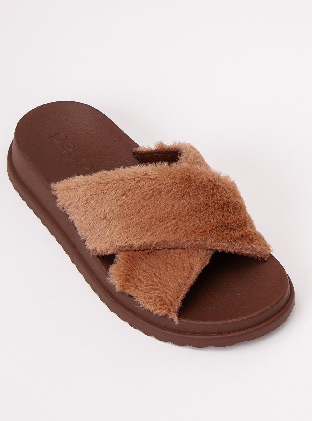 Chinelo Petite Jolie Smash Fur Chocolate PJ7709 Marrom 4
