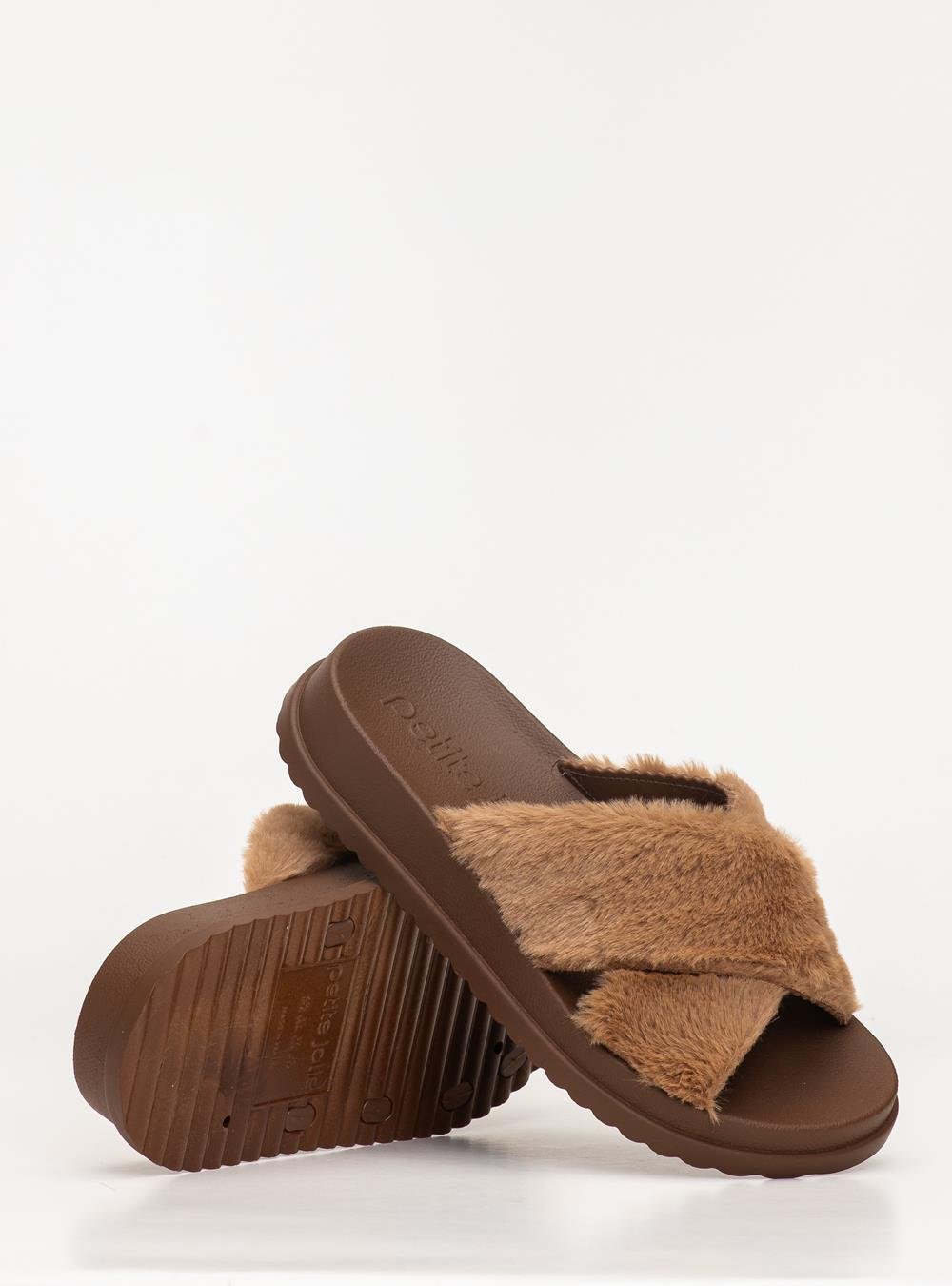 Chinelo Petite Jolie Smash Fur Chocolate PJ7709 Marrom 5