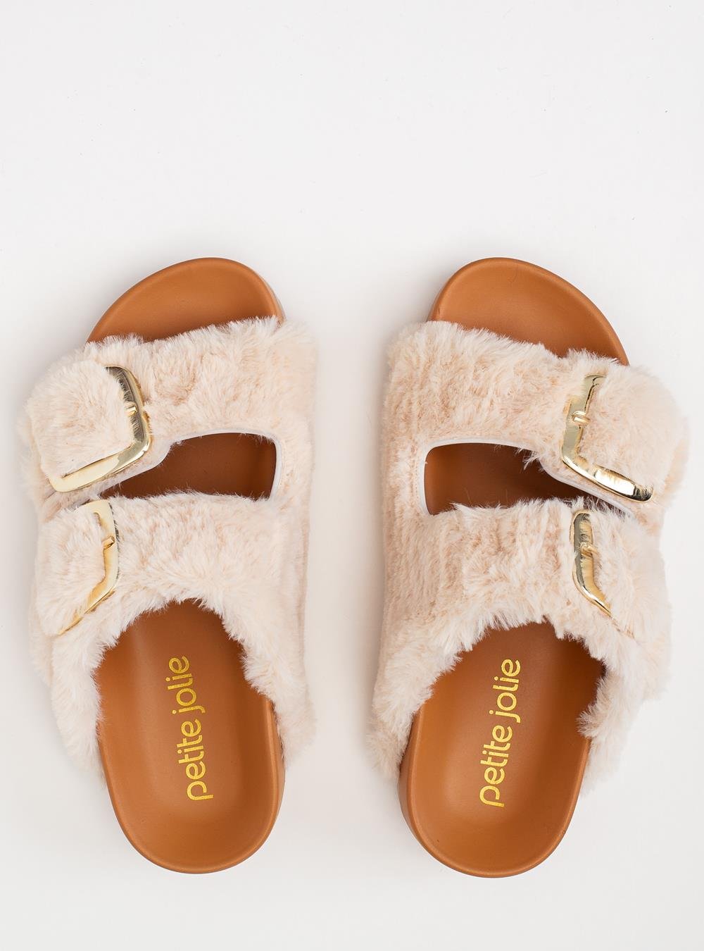 Chinelo Petite Jolie Lovin´ Flat Fur Creme PJ7720 Bege 3