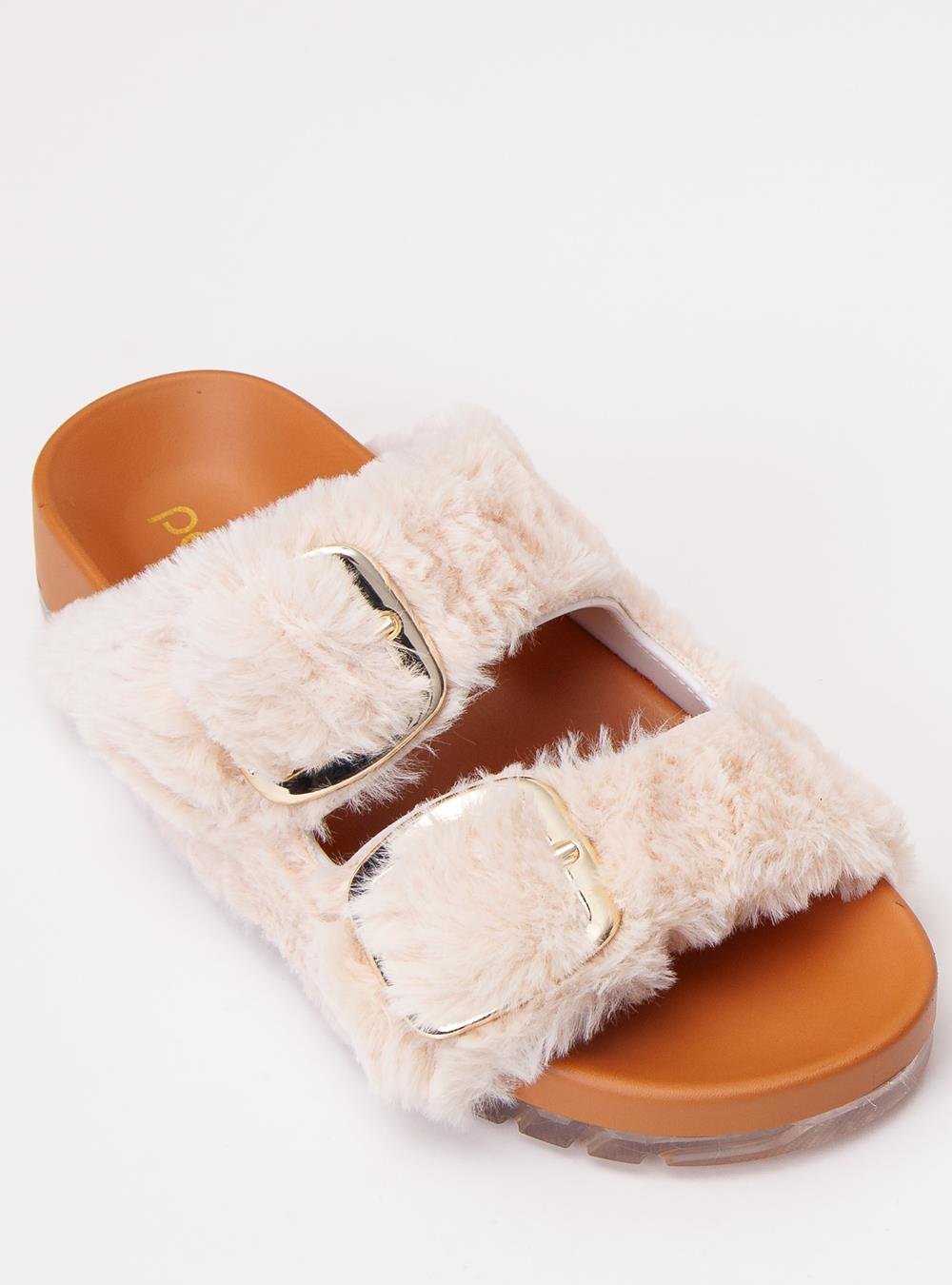 Chinelo Petite Jolie Lovin´ Flat Fur Creme PJ7720 Bege 4