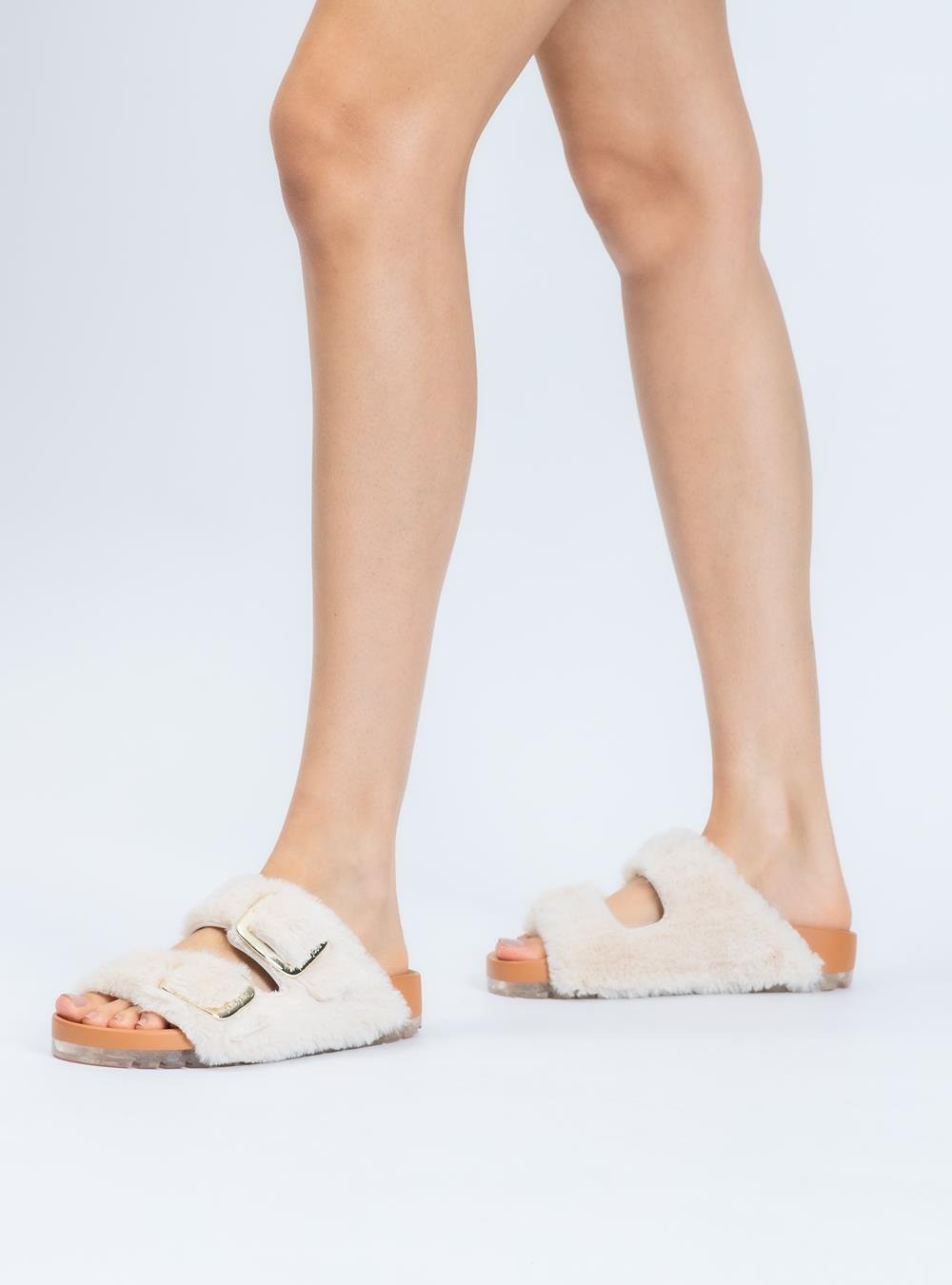 Chinelo Petite Jolie Lovin´ Flat Fur Creme PJ7720 Bege 6