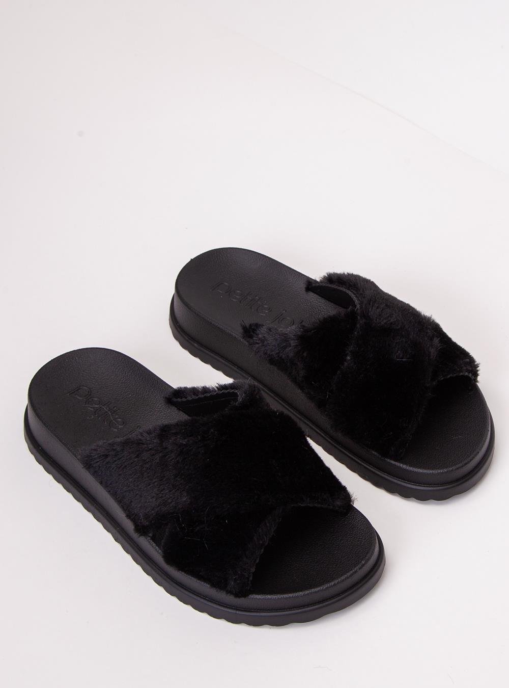 Chinelo Petite Jolie Smash Fur Preto PJ7709 Preto 2