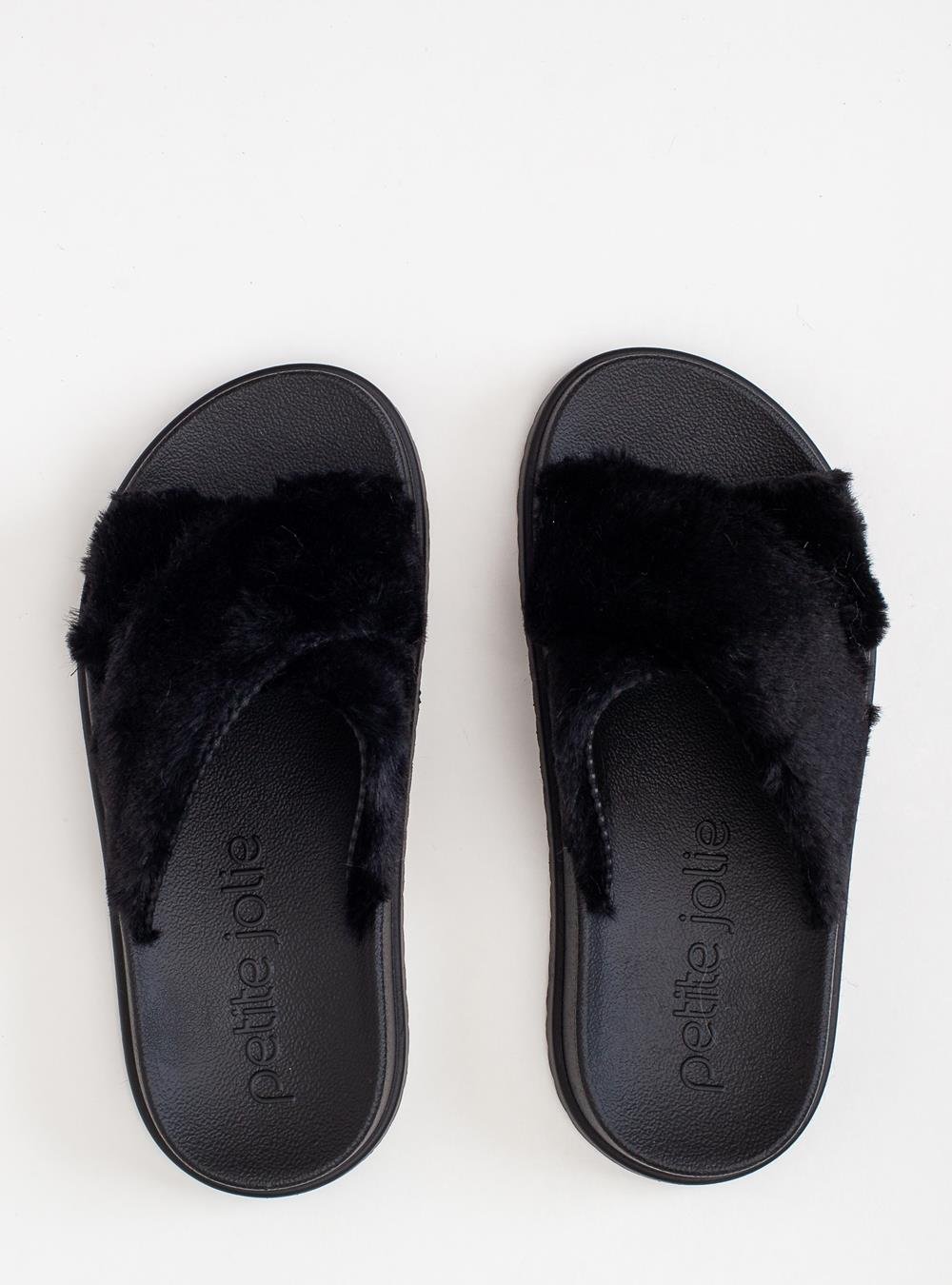 Chinelo Petite Jolie Smash Fur Preto PJ7709 Preto 3