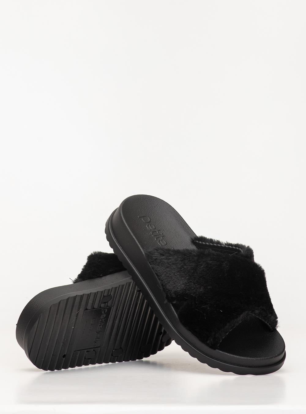 Chinelo Petite Jolie Smash Fur Preto PJ7709 Preto 5