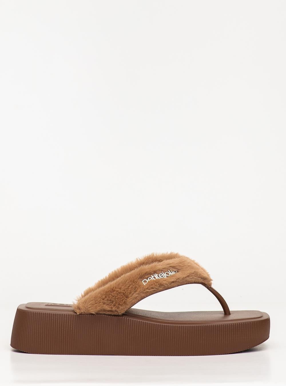 Chinelo Petite Jolie Hit Fur Chocolate PJ7708