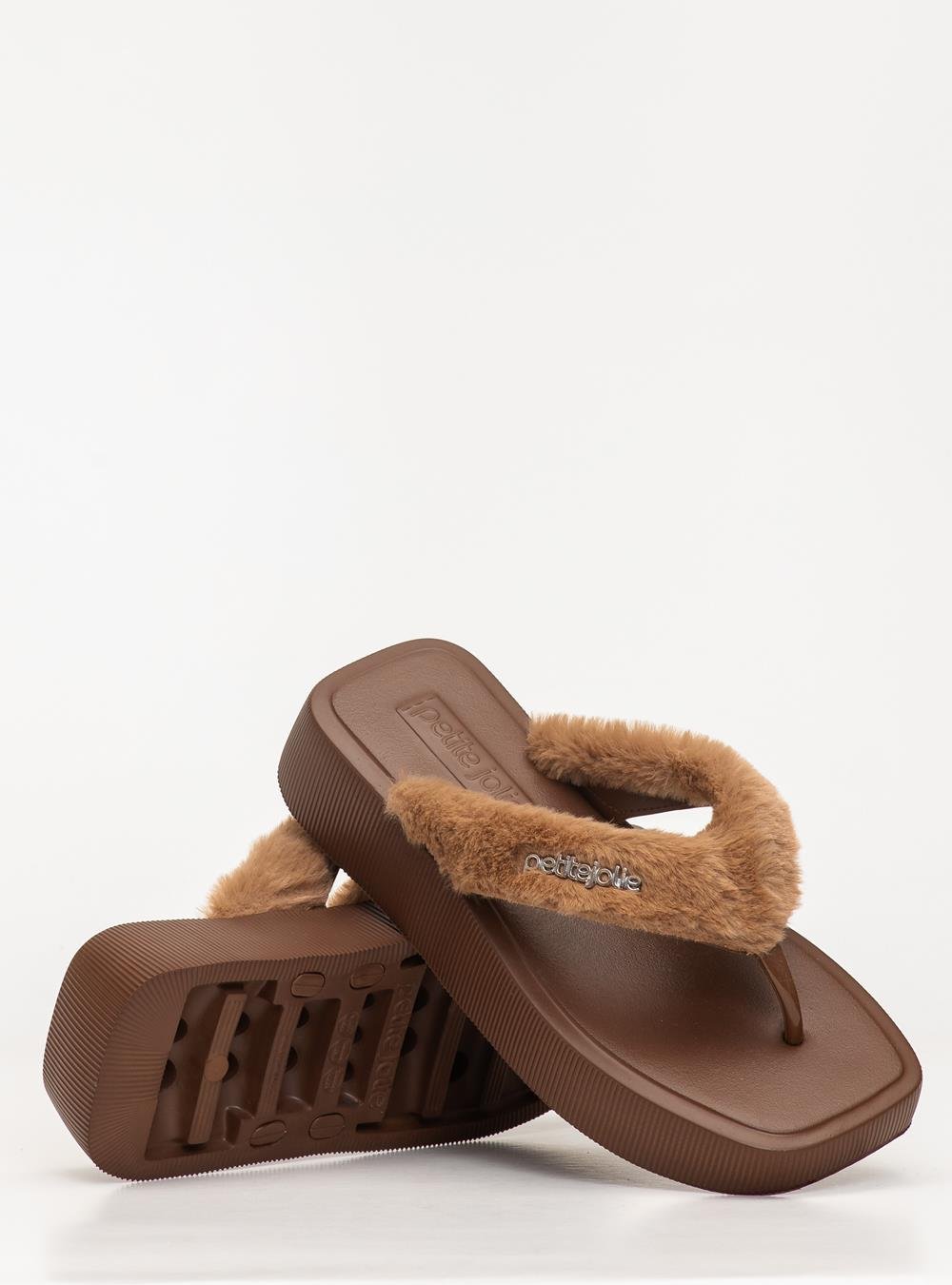 Chinelo Petite Jolie Hit Fur Chocolate PJ7708 Marrom 5