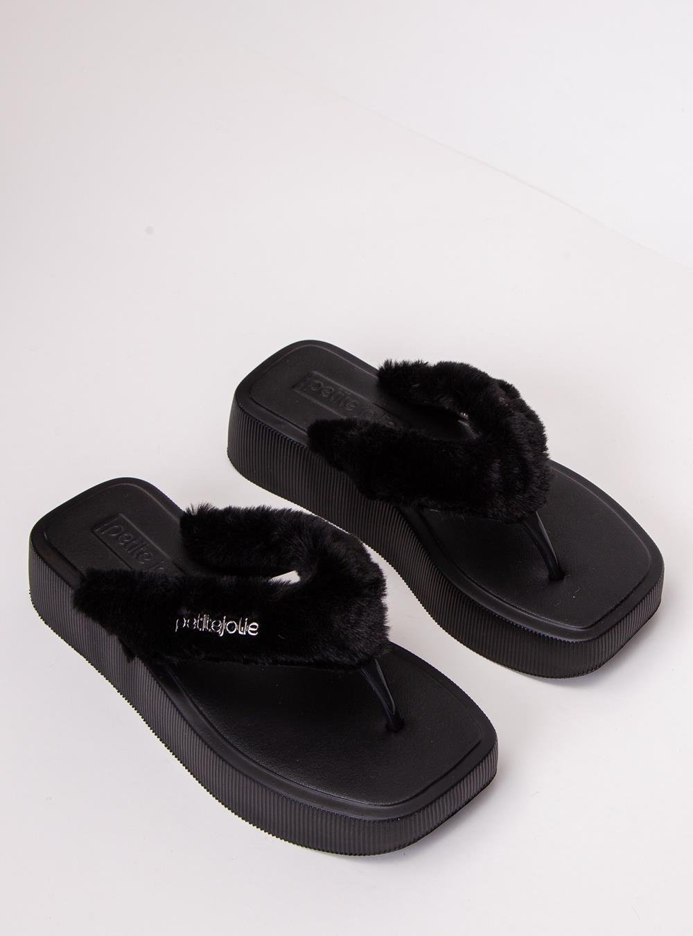 Chinelo Petite Jolie Hit Fur Preto PJ7708 Preto 2