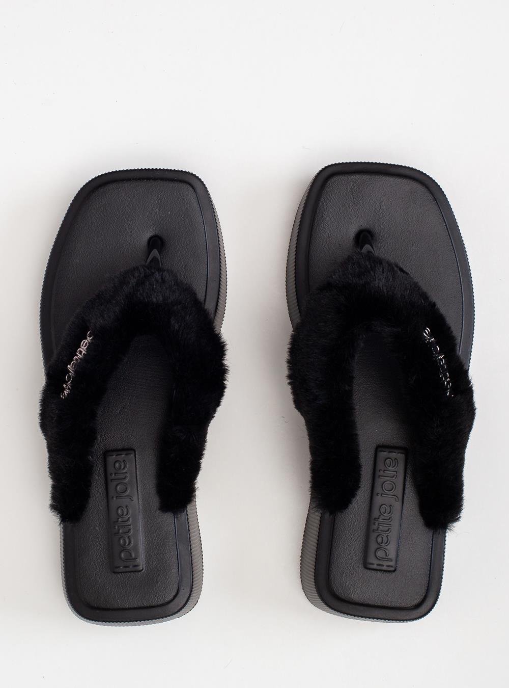 Chinelo Petite Jolie Hit Fur Preto PJ7708 Preto 3