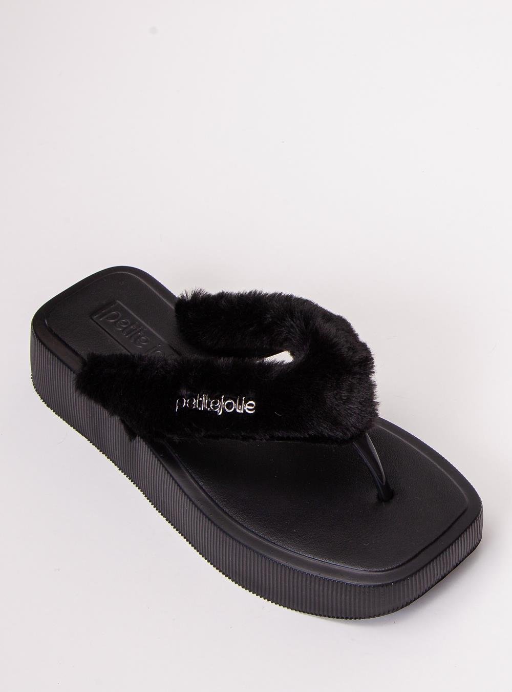 Chinelo Petite Jolie Hit Fur Preto PJ7708 Preto 4