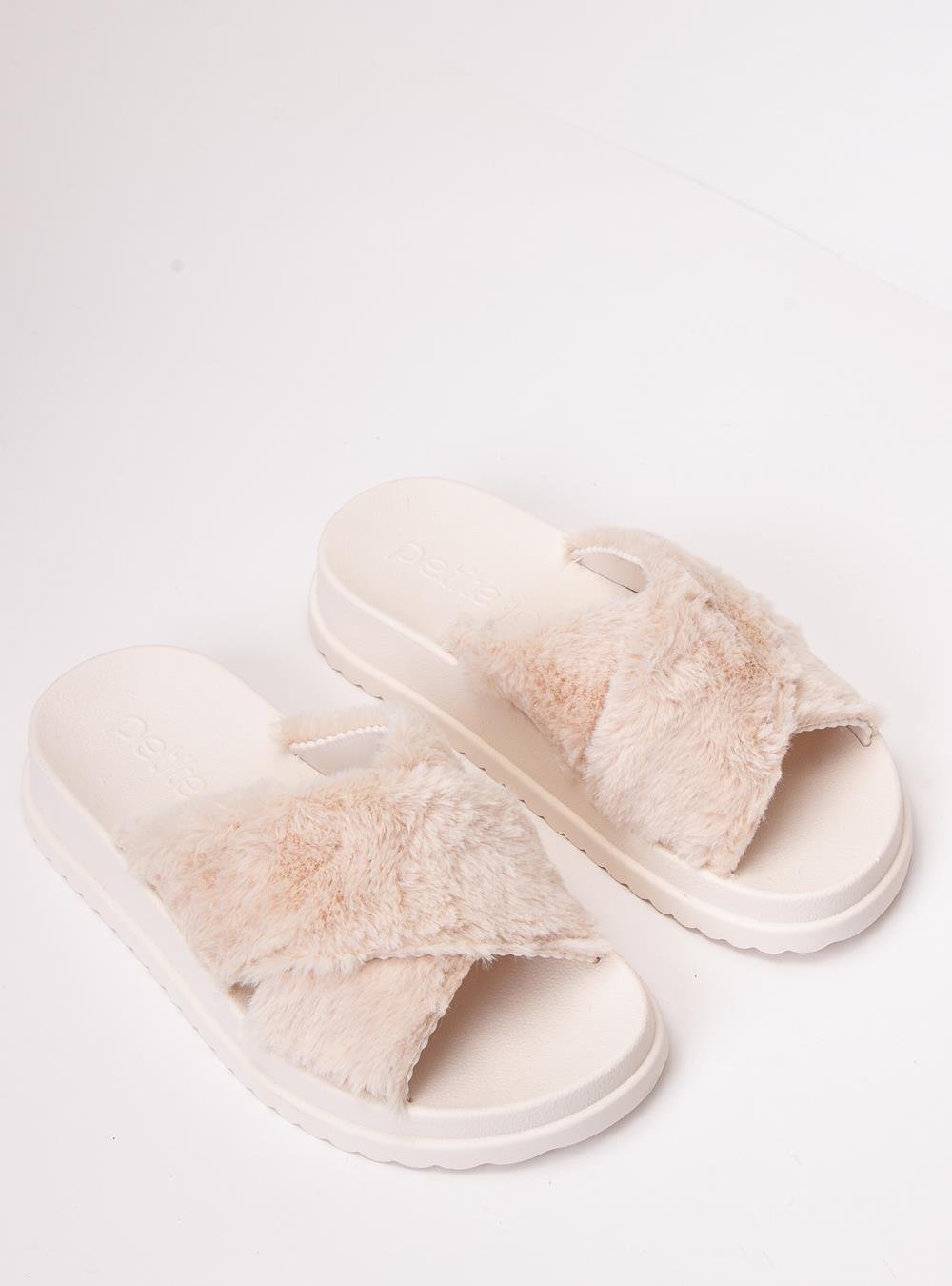 Chinelo Petite Jolie Smash Fur Creme PJ7709 Bege 2
