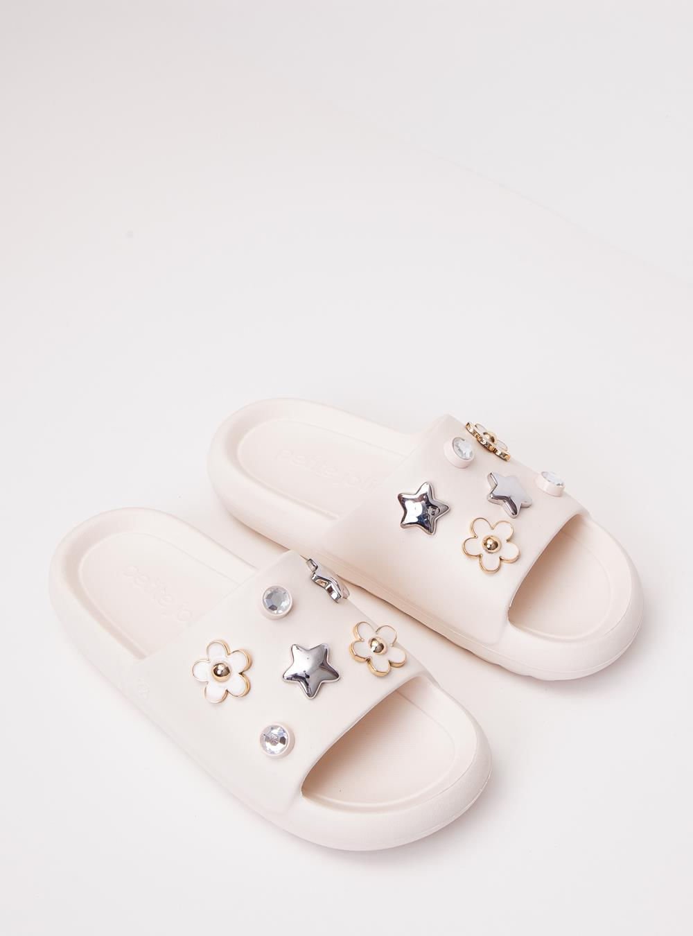 Chinelo Slide Petite Jolie Hug Creme PJ7733 Branco 2