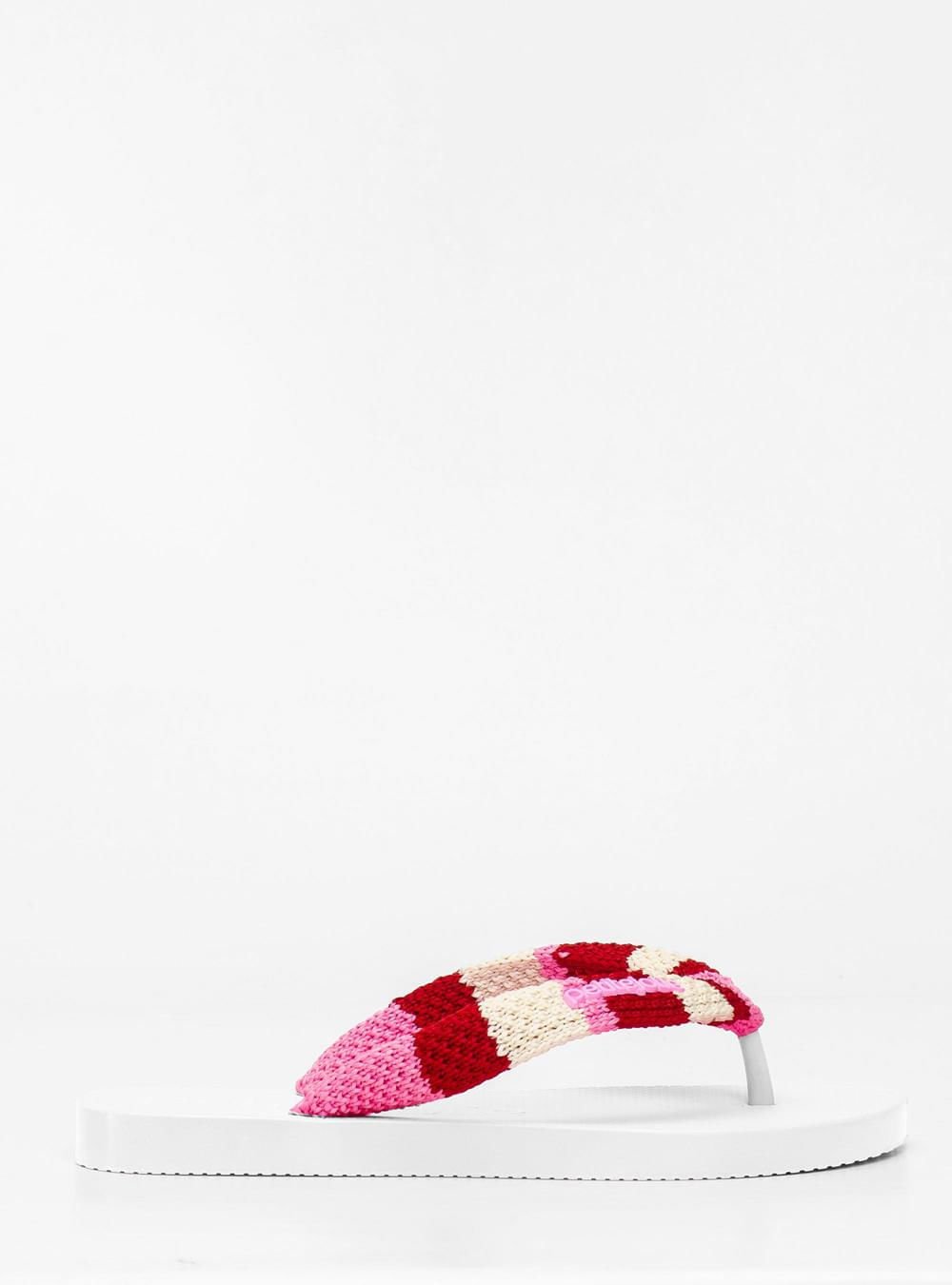 Chinelo Petite Jolie Fresh Crochê White/Chiclete PJ7766