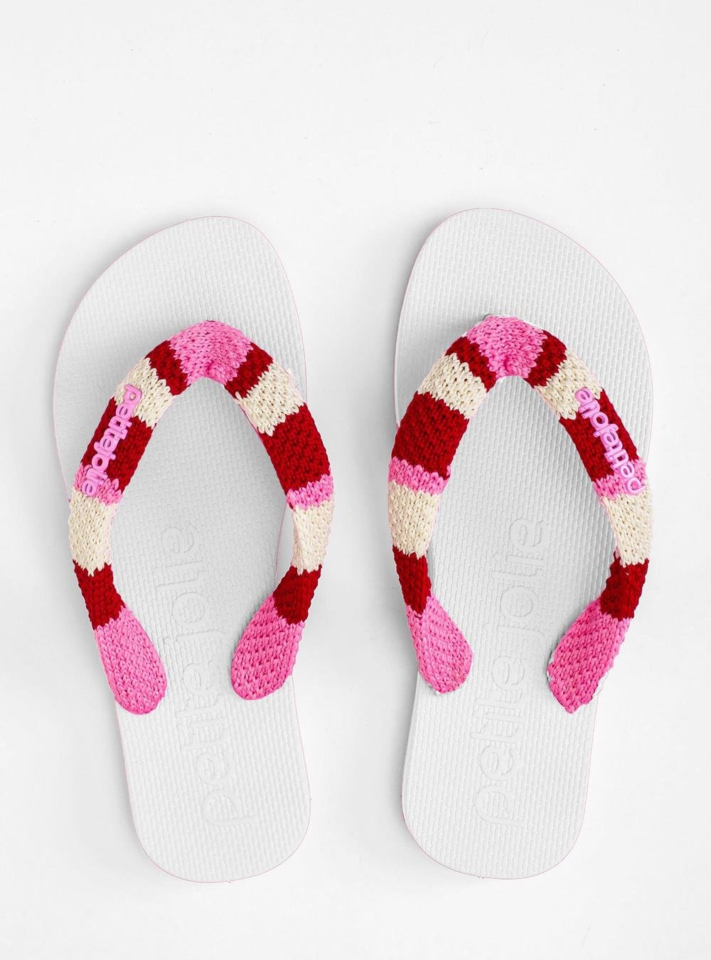 Chinelo Petite Jolie Fresh Crochê White/Chiclete PJ7766 Rosa 2