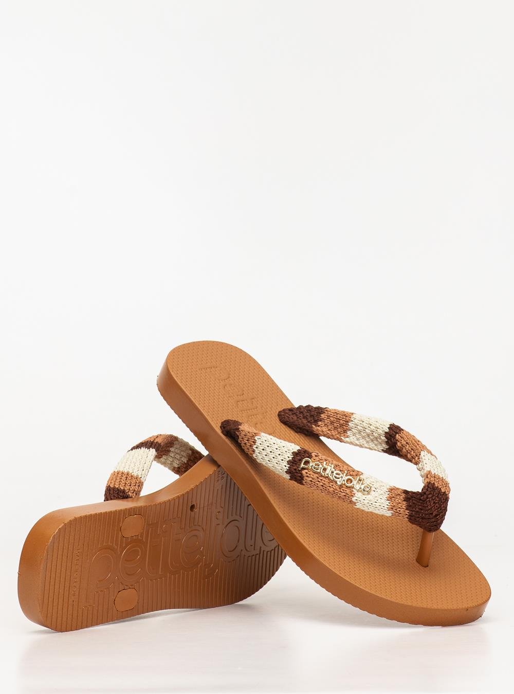 Chinelo Petite Jolie Fresh Crochê Doce De Leite PJ7766 Bege 5
