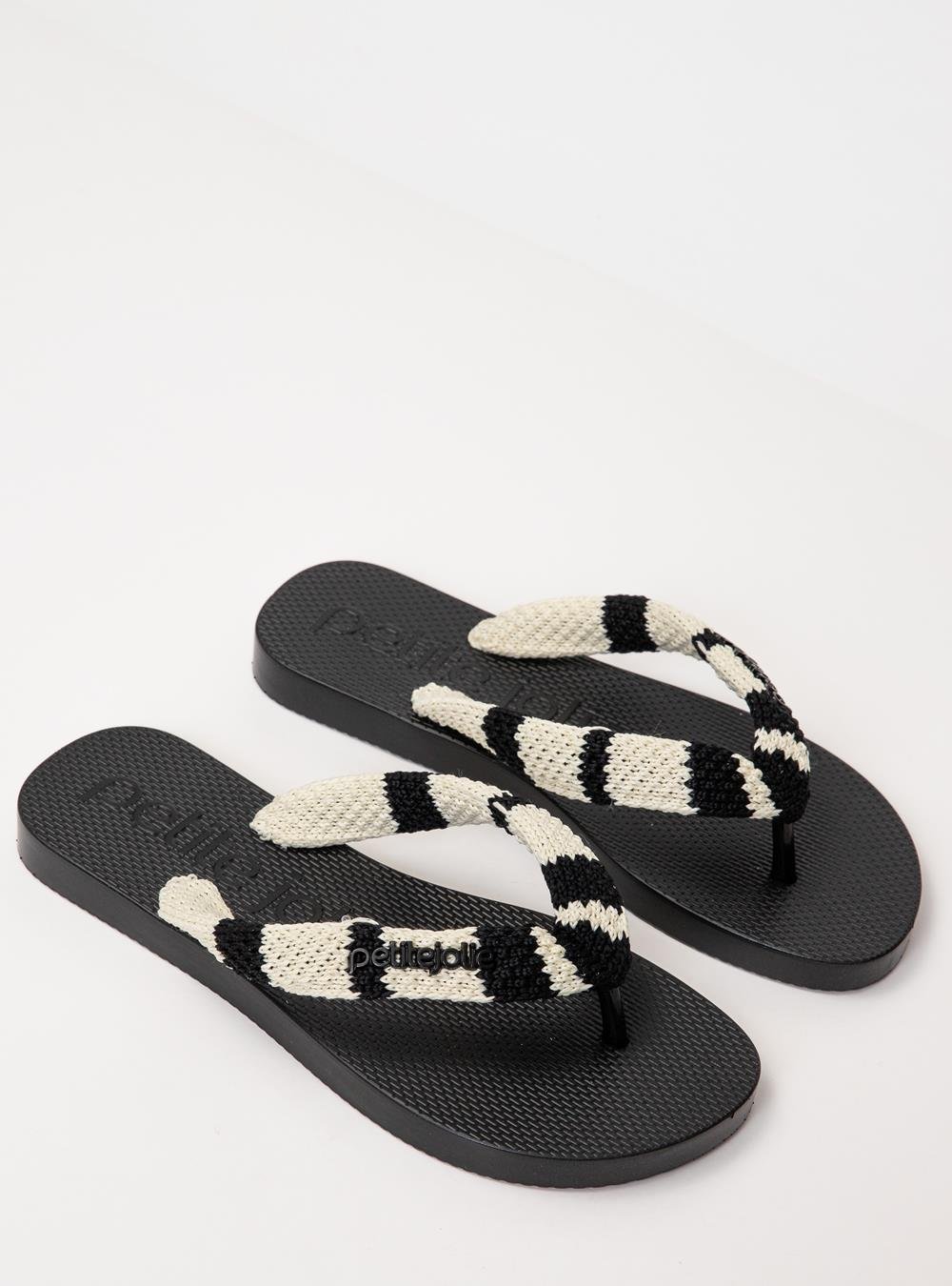 Chinelo Petite Jolie Fresh Crochê Preto/White PJ7766 Branco/Preto 2