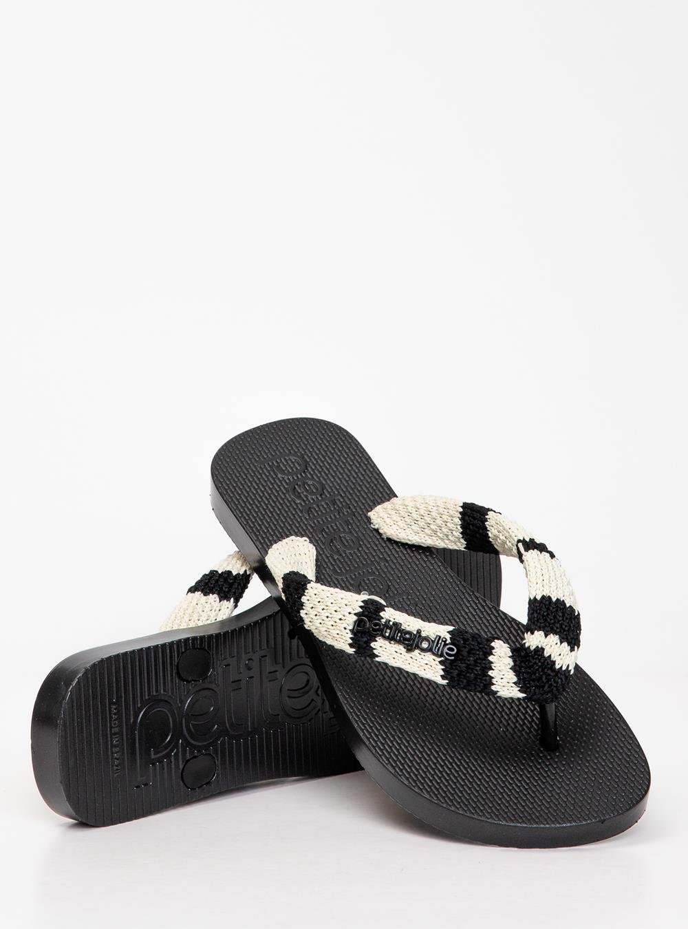 Chinelo Petite Jolie Fresh Crochê Preto/White PJ7766 Branco/Preto 4